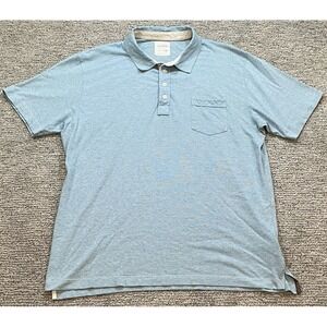 Billy Reid Polo Shirt Mens 2XL XXL Teal Striped Short Sleeve Casual Golf